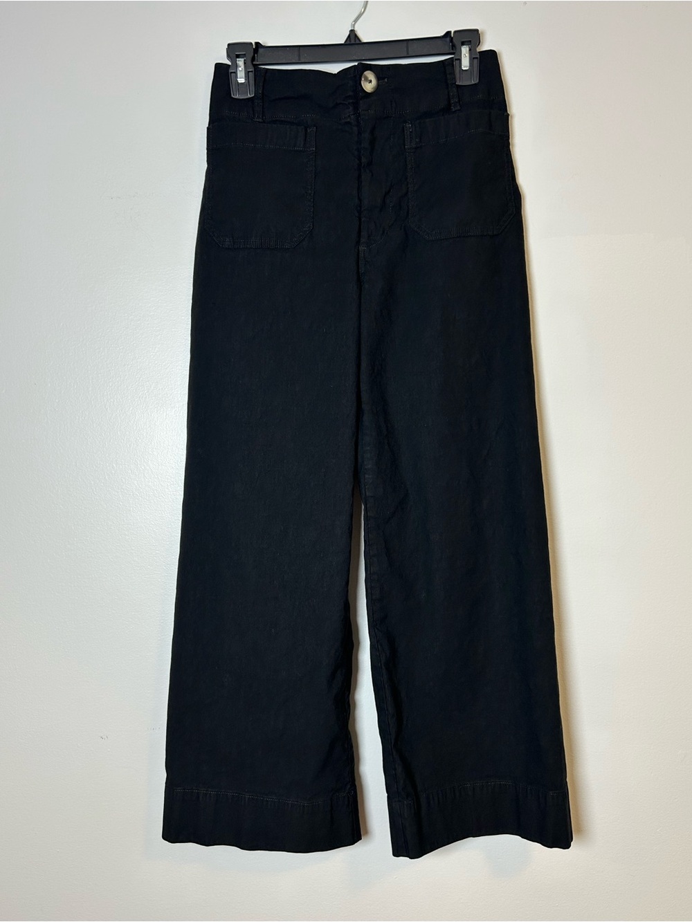 Maeve Anthropologie The Colette magic fabric Wide-Leg pants black size 27 - Picture 2 of 14